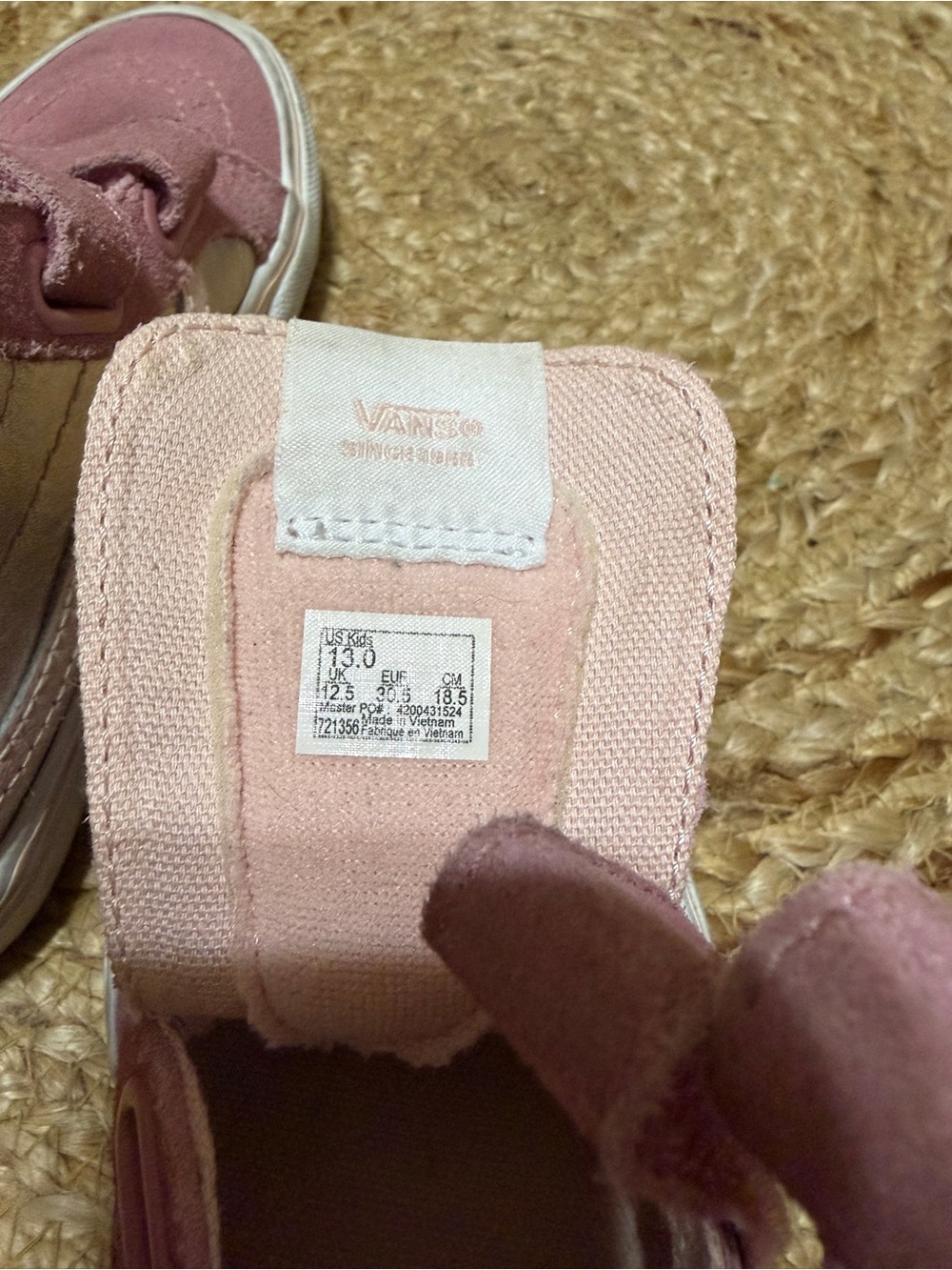 Vans Sk8-Mid Reissue V High Top Sneakers Pink Gold Metallic Kids Size 13 - Picture 7 of 8